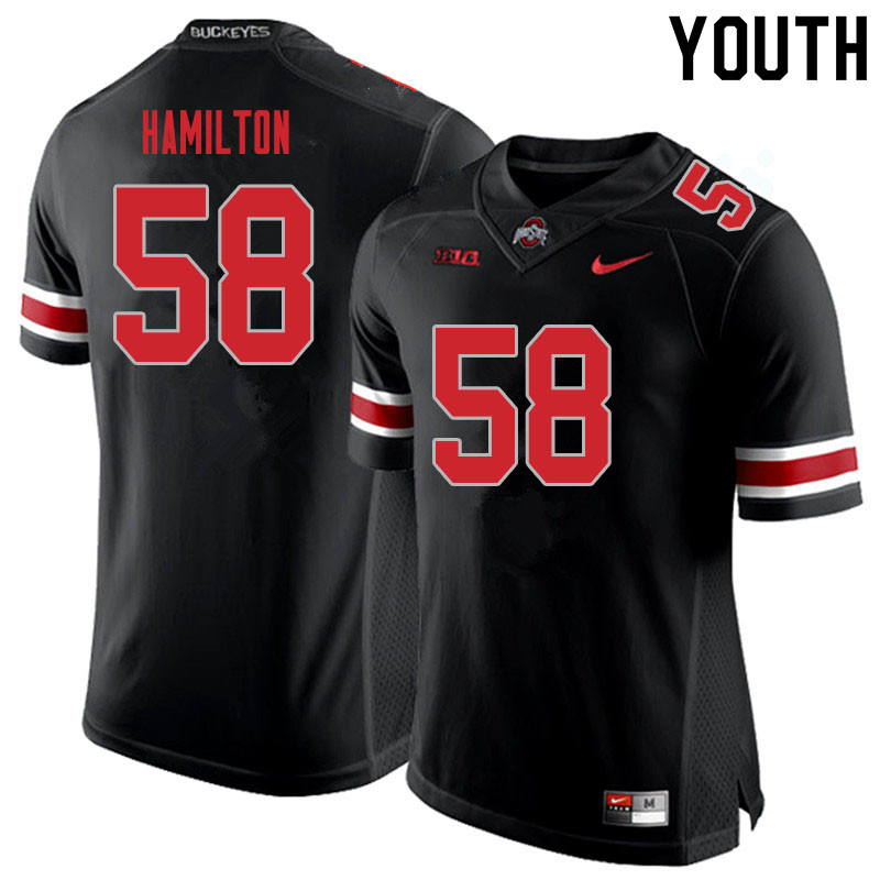 Ohio State Buckeyes Ty Hamilton Youth #58 Blackout Authentic Stitched College Football Jersey